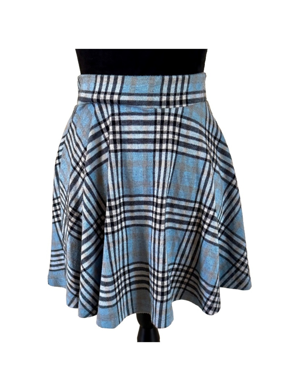 gb fashion London Blue Plaid Skater Skirt XS Mini